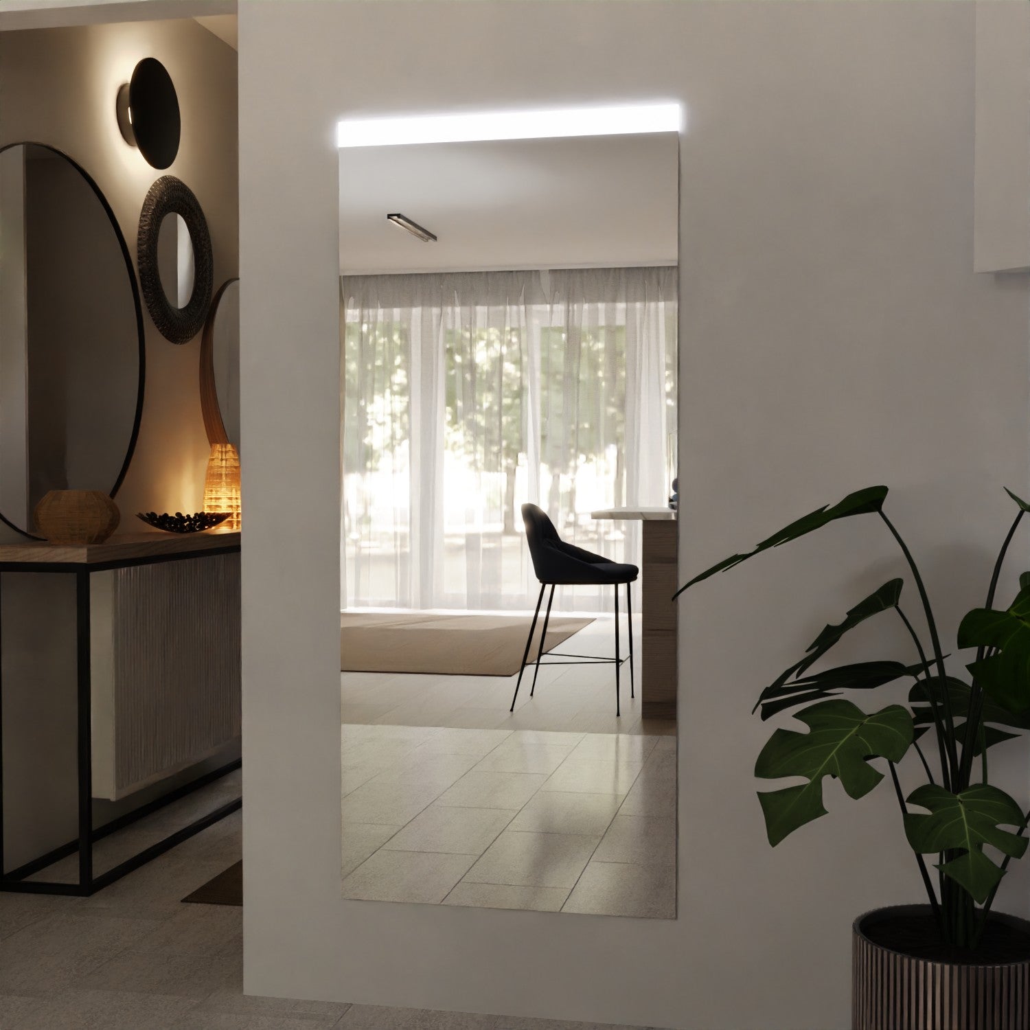 Custom-made LED hallway mirror - Ines