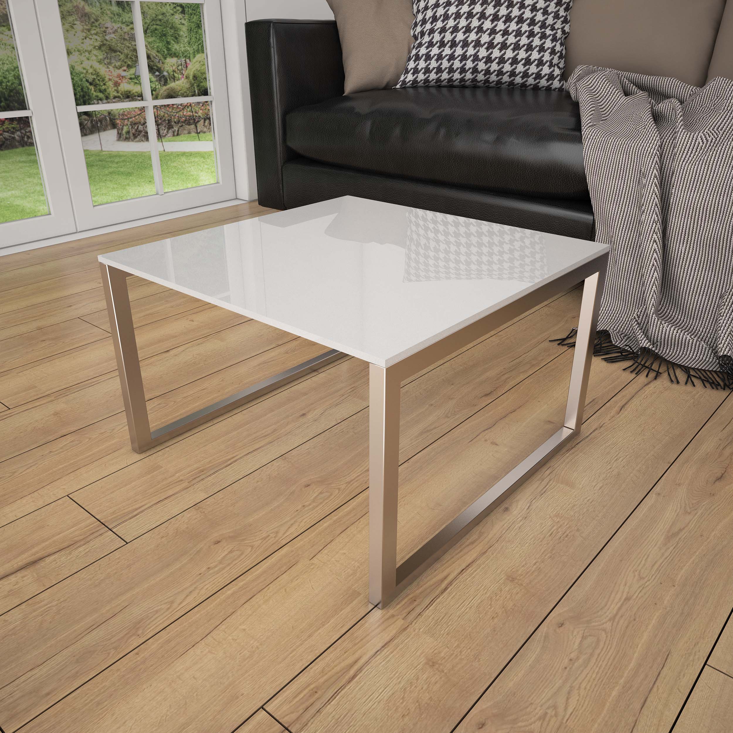 Weiß Grünschimmer REF 9010 - Glasplatte Tisch